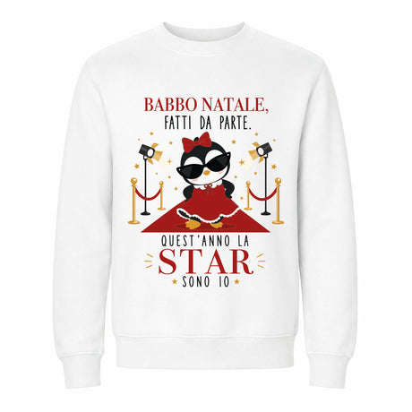 Felpa bianca da bambina con stampa Babbo Natale e scritta decorativa natalizia