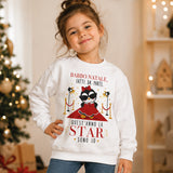 Felpa bianca bambina con stampa Babbo Natale e scritta “Quest’anno la star sono io”