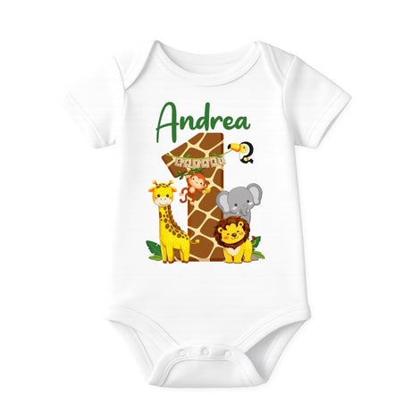 T-shirt Personalizzata Festa Safari con Nome e Numero Età - Party a Tema Safari
