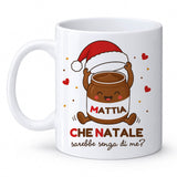 Tazza bianca frontale con stampa MATTIA e scritta CHE NATALE