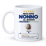 Tazza bianca “Migliore Nonno al Mondo” con foto e nome Ginevra