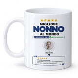 Tazza bianca “Migliore Nonno al Mondo” con foto e nome Giovanni
