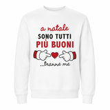 Felpa bianca per bambini con stampa natalizia rossa e cuore, scritta «tranne me»