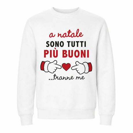 Felpa bianca per bambini con stampa natalizia rossa e cuore, scritta «tranne me»