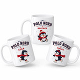 Set di 3 tazze natalizie bianche con pinguini, Polo Nord e nomi