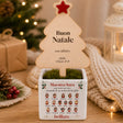 Vaso di ceramica natalizio con alberello in legno, stella rossa e scritta Buon Natale